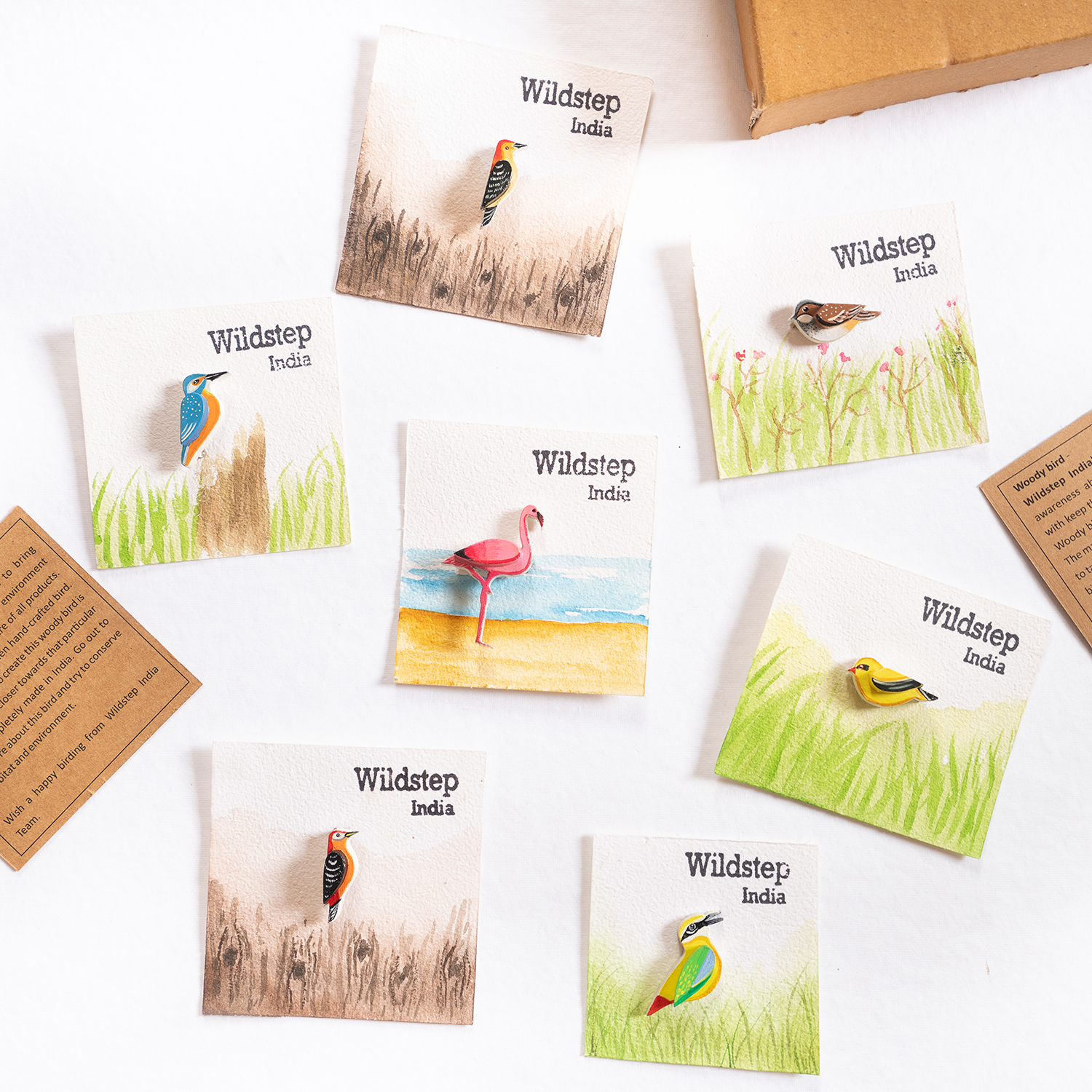 Indian Pitta Wooden lapel pin - Woody bird - broch - wildstep India - Nature Store