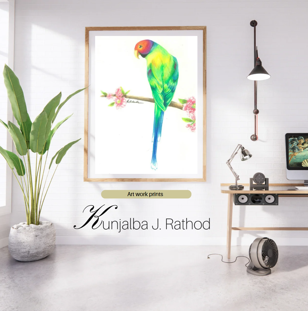 parakeet art work - drawing - painting - nature and wildlife - WIldstep India - Nature Store