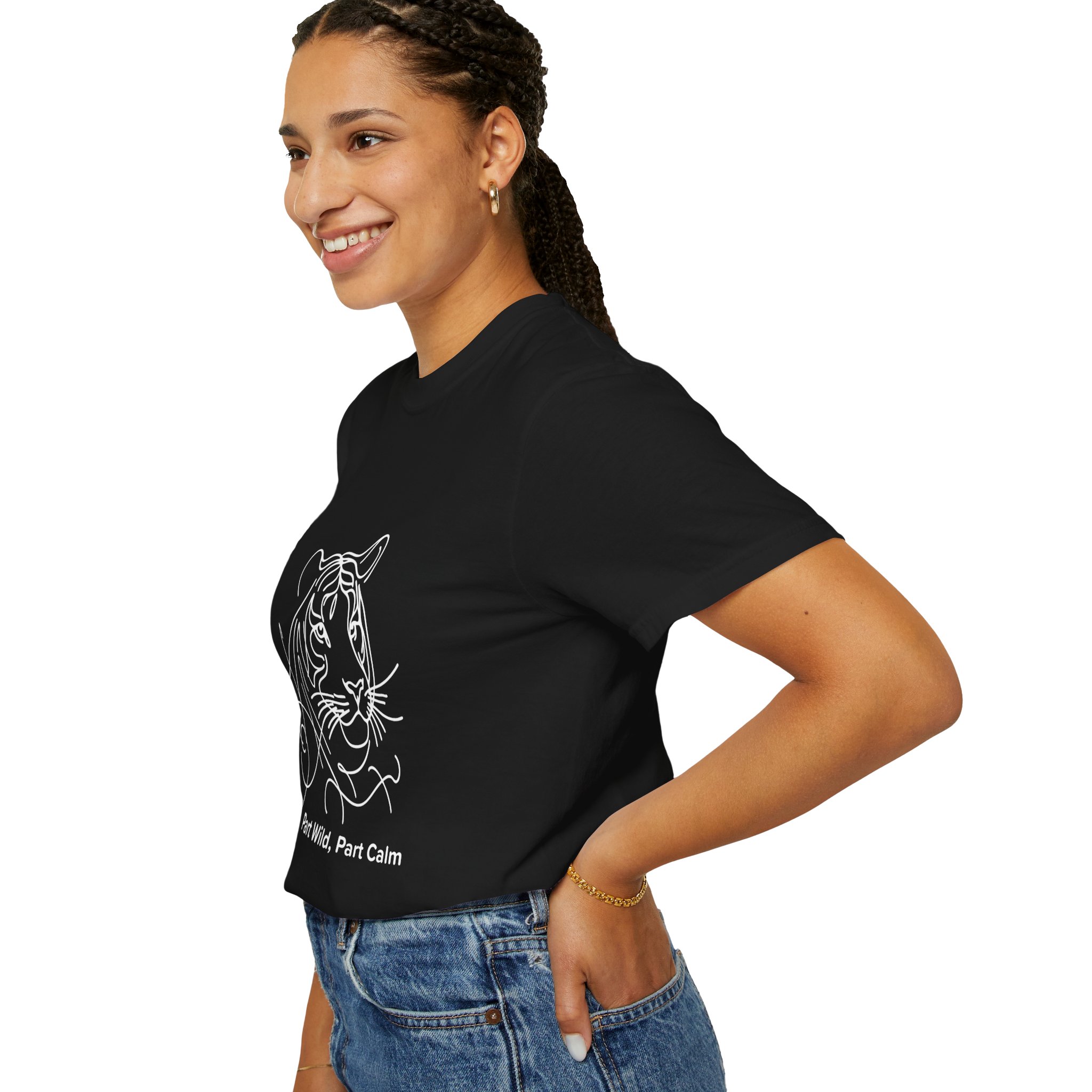 tiger - strength is simplicity - line art - black tshirt - Wildstep India - wear for cause - Wildstep India Tshirt