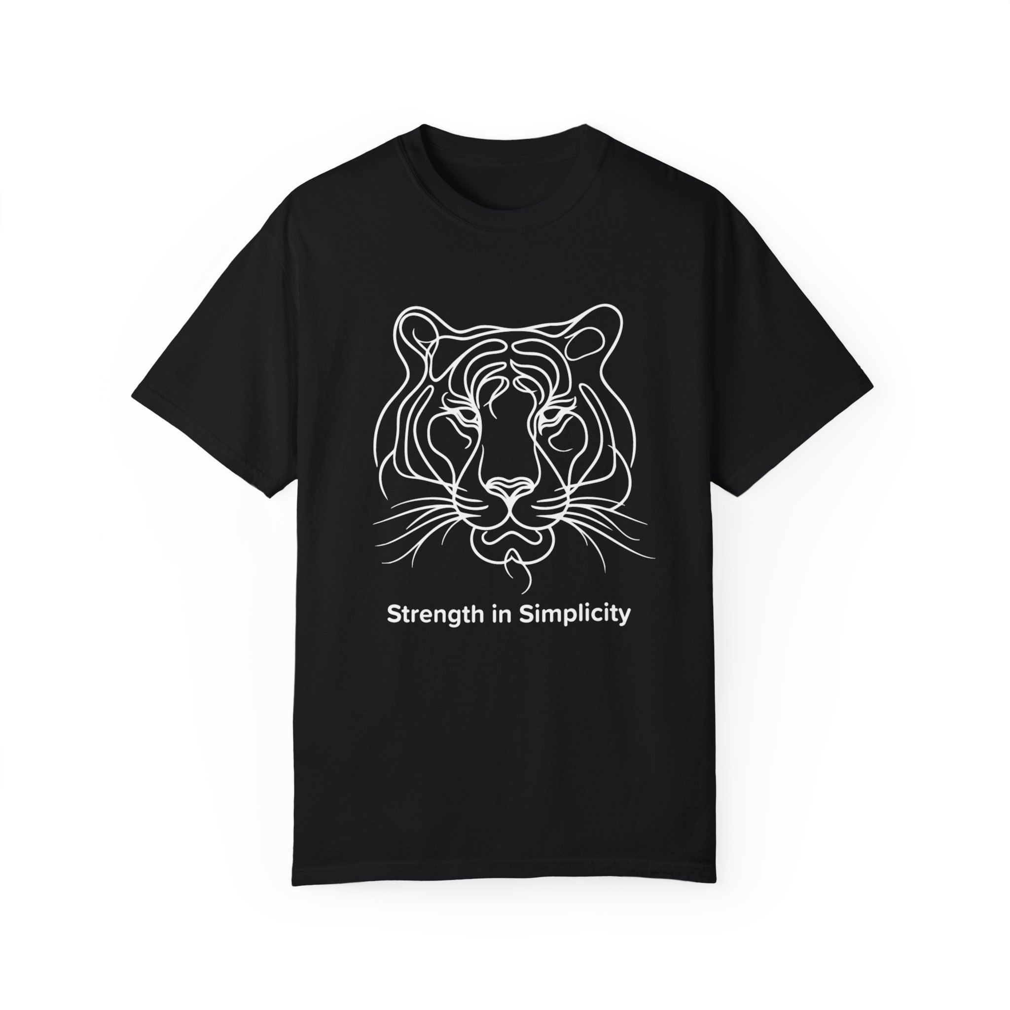 tiger - strength is simplicity - line art - black tshirt - Wildstep India - wear for cause - Wildstep India Tshirt