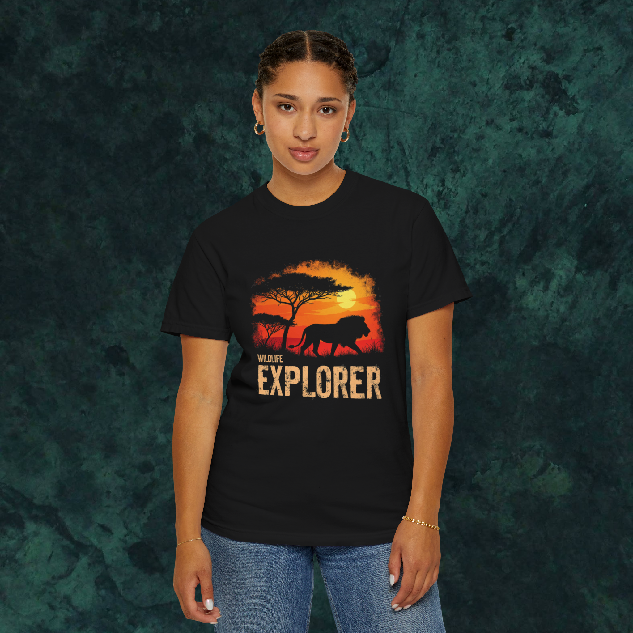 Sasan gir Asiatic lion wildstep India tshirt artist design - Indian elephant - cheetah - Indian wildlife - forest - line art - wildstep India - Wildstep India tshirt - Indian artist - wildlife conservation - support - nature and wildlife - africa