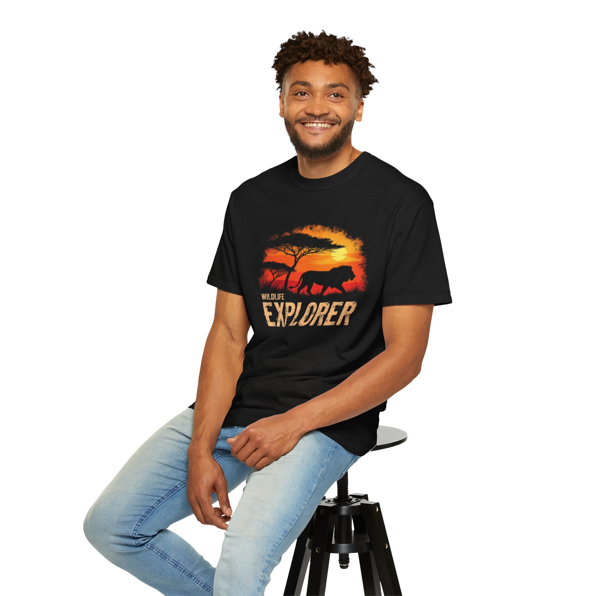 Sasan gir Asiatic lion wildstep India tshirt artist design - Indian elephant - cheetah - Indian wildlife - forest - line art - wildstep India - Wildstep India tshirt - Indian artist - wildlife conservation - support - nature and wildlife - africa